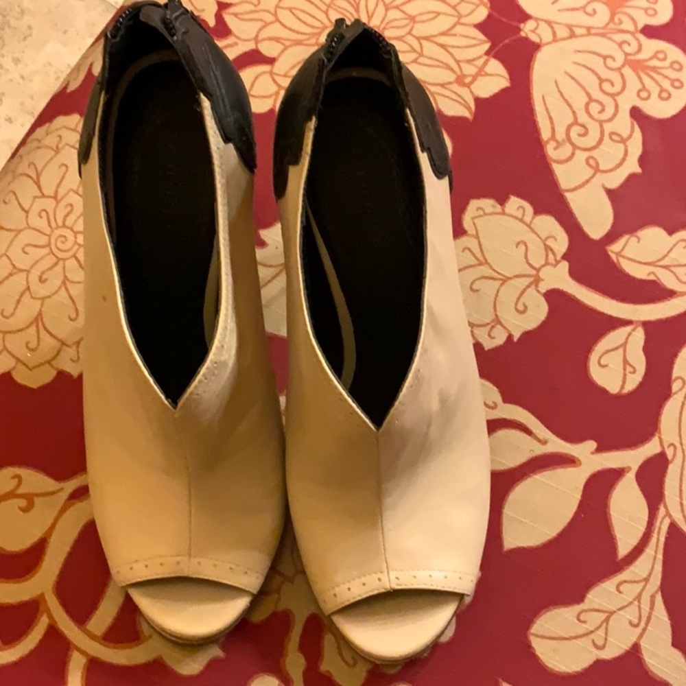 Cream and black booties
